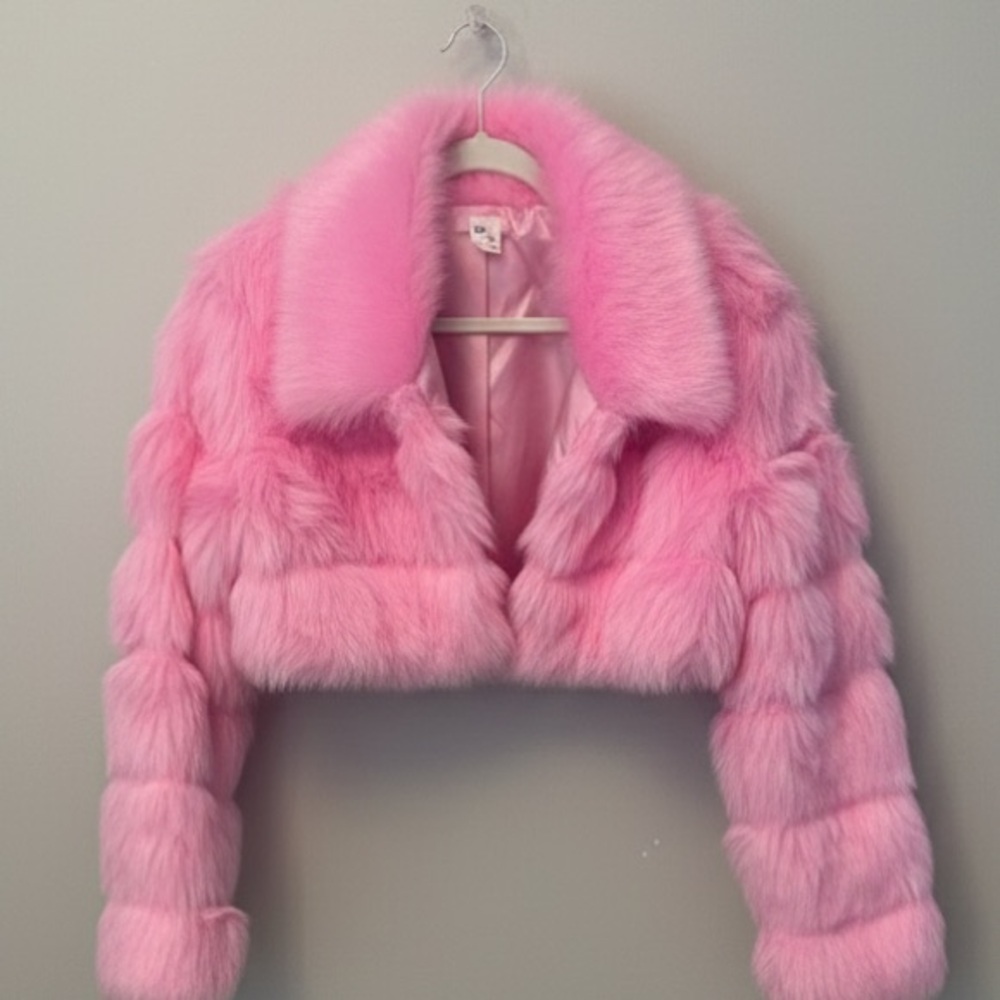 iHeartRaves Pink Faux Fur Puffer Jacket